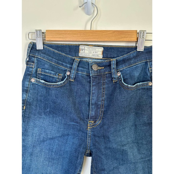 Free People Busted Knee Distressed Straight Leg Jeans - Picture 3 of 10